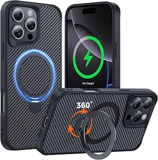Designed for iPhone 16 Pro Max Case with Stand, Black