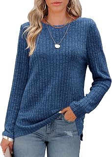 Odosalii Womens Tops Crewneck Long Sleeve Jumper Shirts Pullover Sweaters