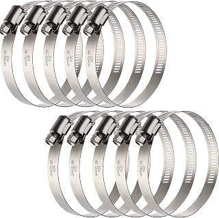 OURU 2.5 Inch Hose Clamps, Adjustable 1-13/16"-2-3/4"(46-70mm), 10 PCS | 304 Stainless Steel, Rust Resistant, Large Worm Gear Hose Clamp, Automotive, Radiator Hose, Fuel Line, Air Ducting