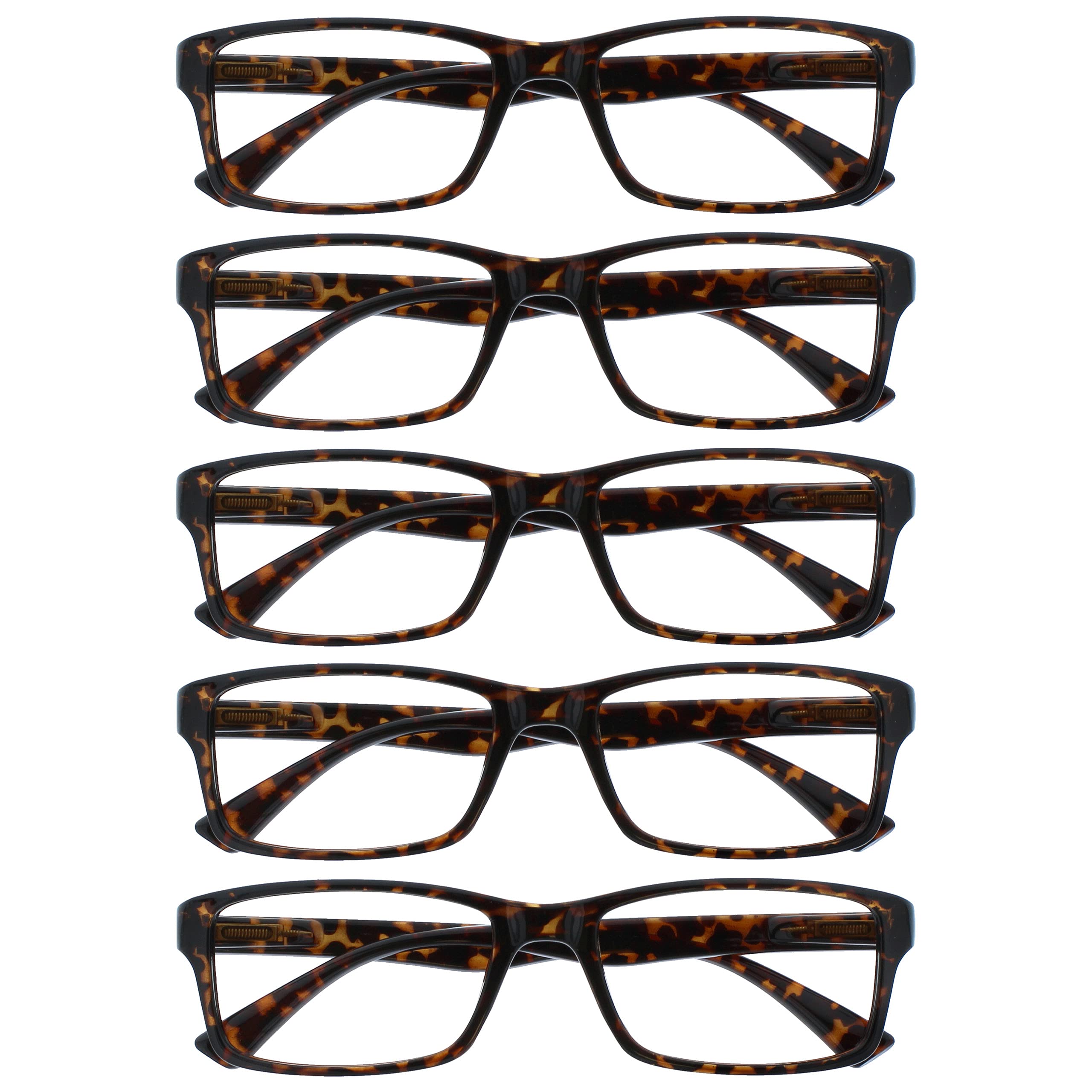 OPULIZE Brown Tortoise Value 5 Pack Men Women Designer Style Readers Rrrr92-2 +3