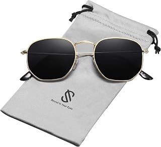 SOJOS SJ1072 Fashion Polygon Sunglasses for Men and Women, Mirrored Polarised Lens, Lightweight Unisex Glasses