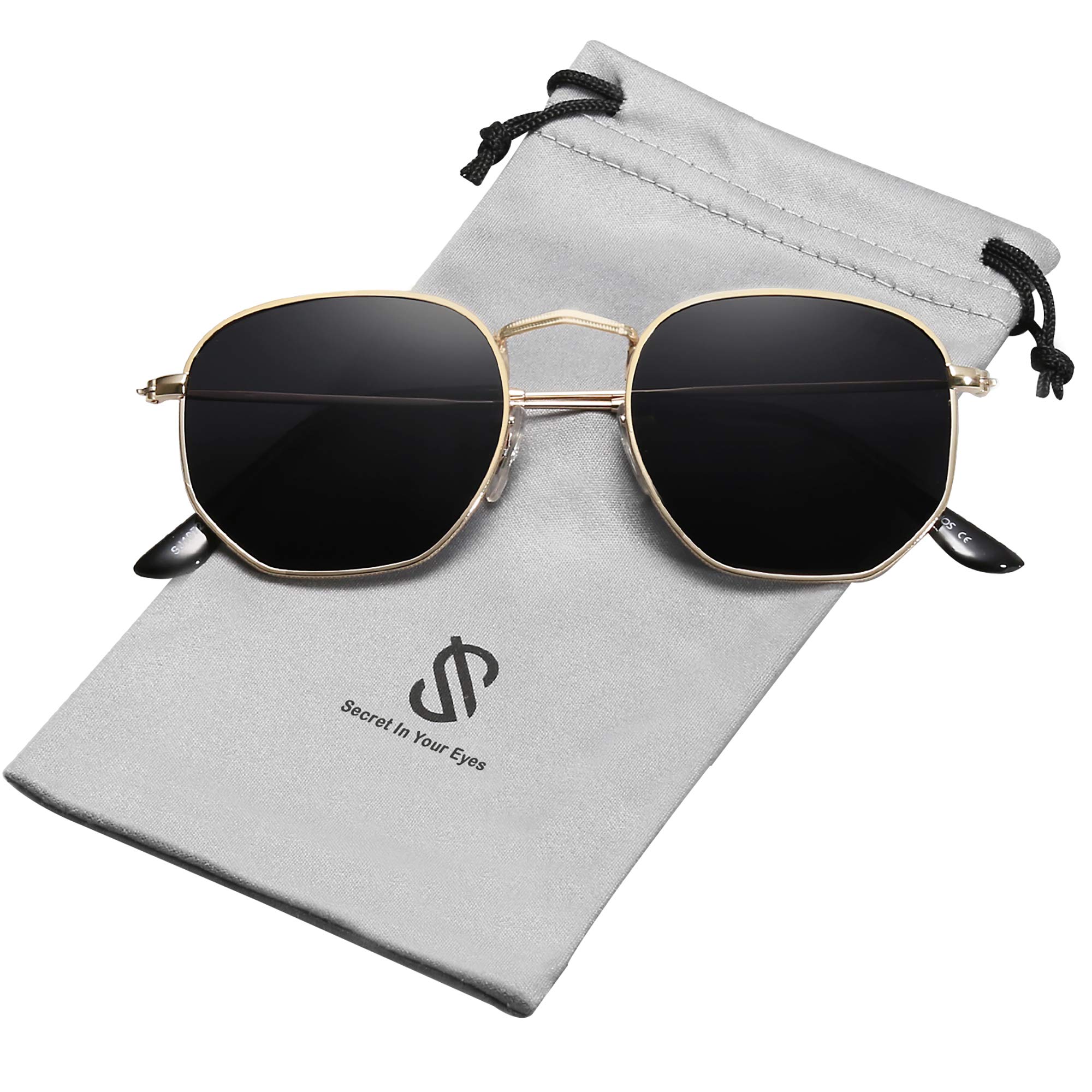 SOJOS SJ1072 Fashion Polygon Sunglasses for Men and Women, Mirrored Polarised Le
