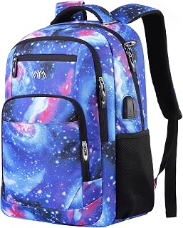 YAMTION - Mochila para mujer, hombre, mochila para niño y niña, para colegio secundario, compartimento para ordenador portátil de 15,6 pulgadas, con puerto USB de carga