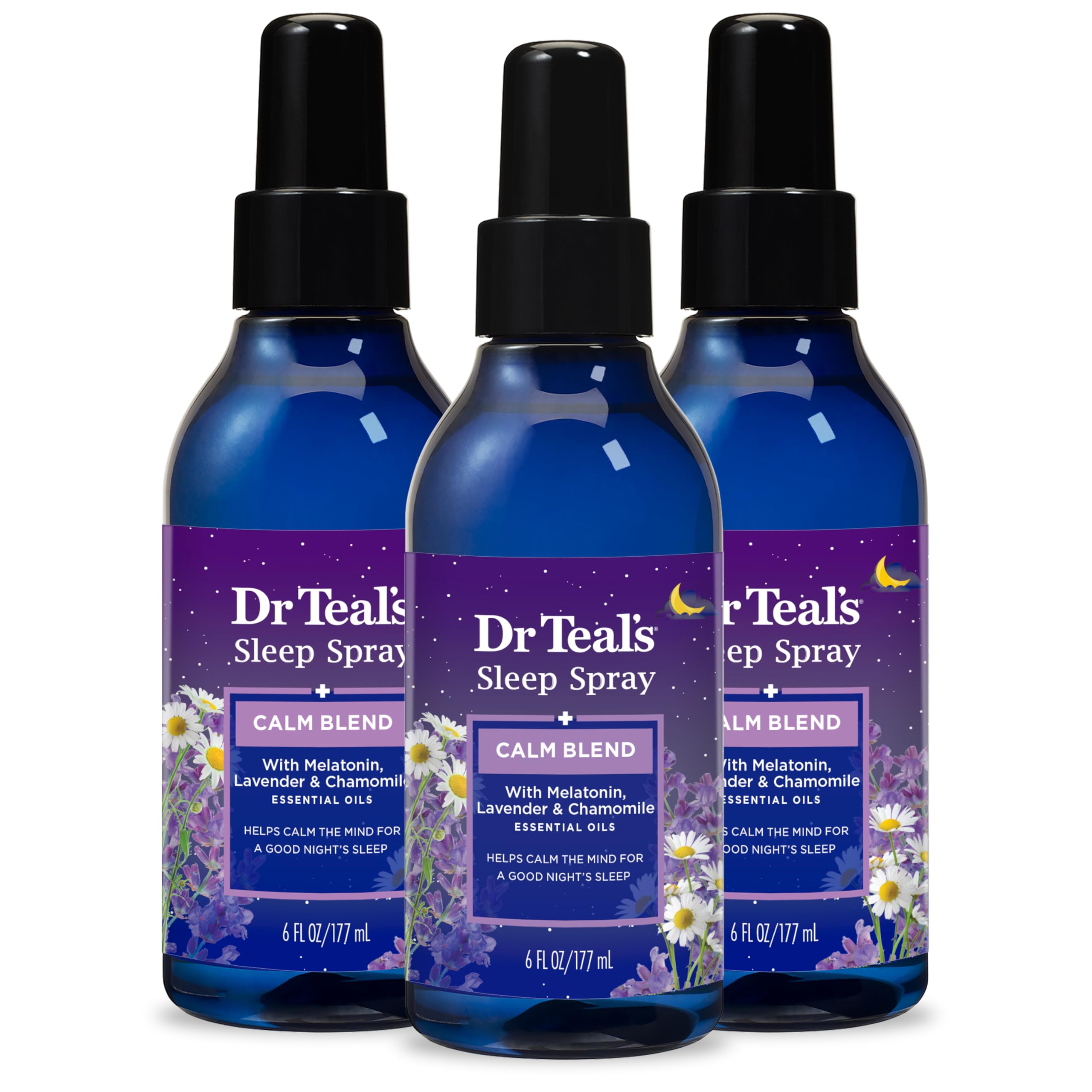 Dr Teal's Calm Blend Spray with Melatonin, Lavender & Chamomile Essential Oils, 