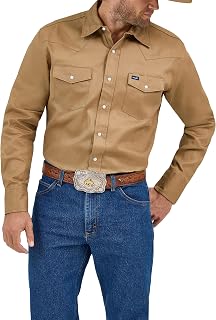 Wrangler Men's Cowboy Cut Firm Finish Western Long Sleeve Snap Work Shirt