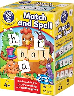 Orchard Toys Match and Spell Game, Letter and Word Games for Kids Age 4+ | Phonics learning resource and educational toy. Letter matching and word building fun for children. Card game for 1-4 players.