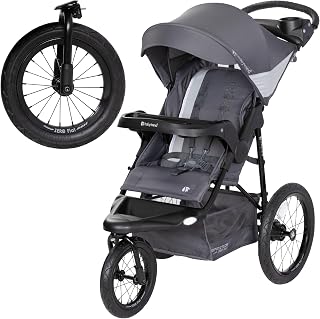 Baby Trend Expedition® Zero Flat Jogger with LED Lights, Dash Grey | Adjustable Canopy, Storage Basket & 2 Cup Holders with Foldable Design for Infant/Toddler Running, Family Outings & Daily Use