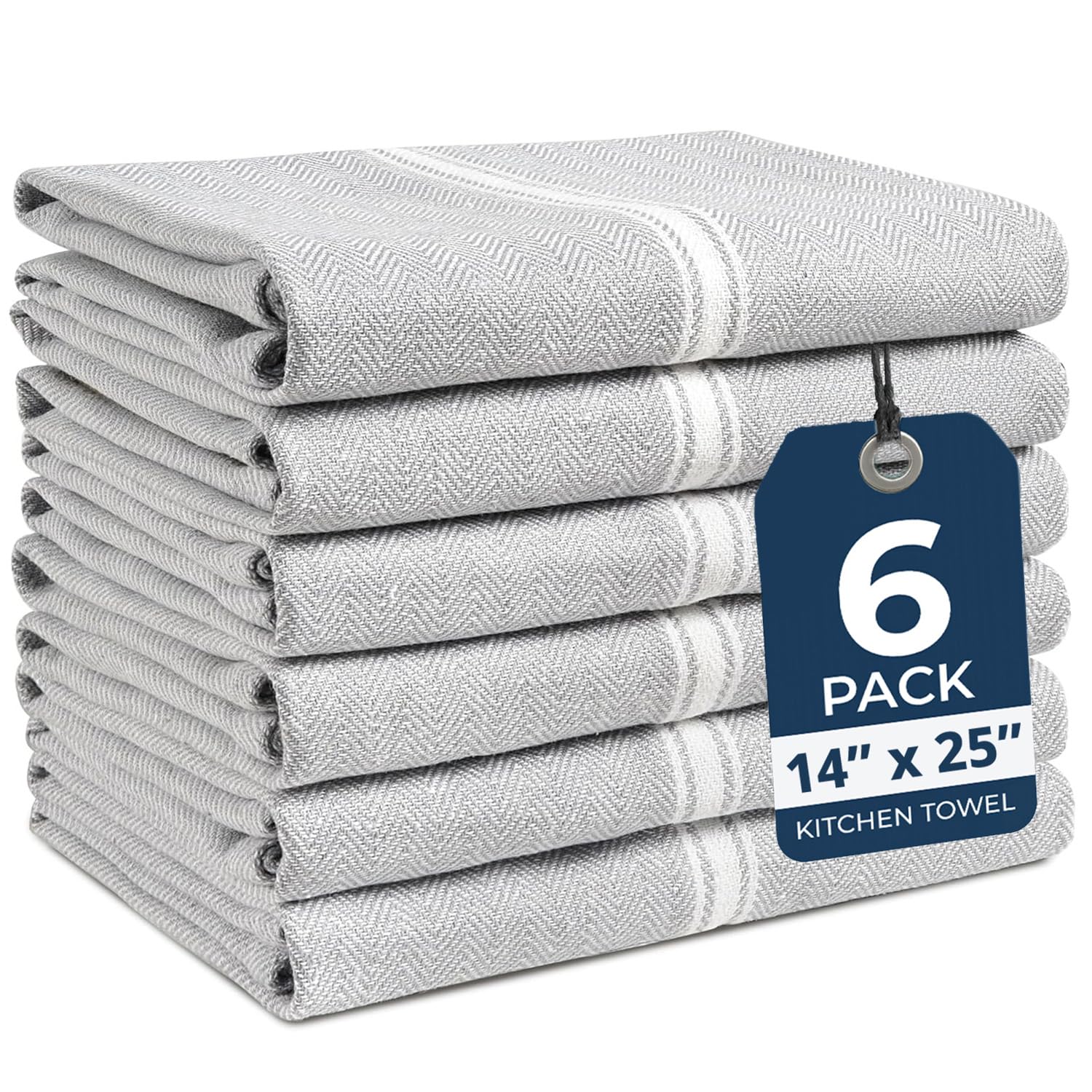 Kitchen Towel Set - 100% Cotton Towels, Reusable Dish Cloths, Grey Dish Towels f