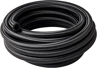 EVIL ENERGY 6AN Fuel Line CPE Nylon Braided AN6 Fuel Hose 20FT Black | 3-Layer Braided Hose, 304 Stainless Steel Reinforcement, High-Temp &amp; Abrasion Resistant, Compatible with Multiple Fuel Types