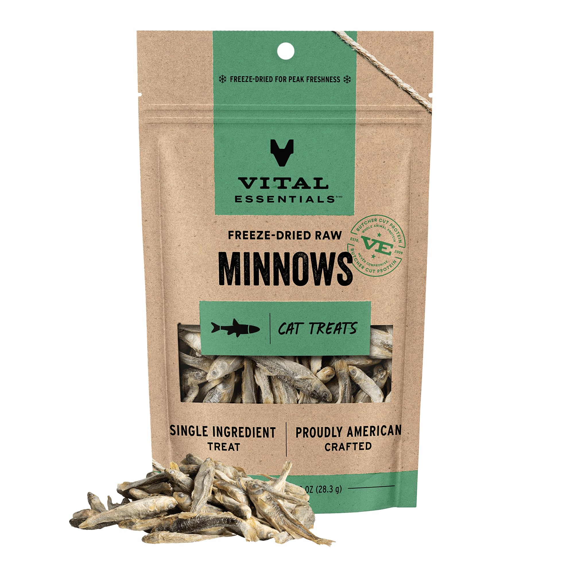 Vital Essentials Freeze Dried Minnows Cat Treats, 1.0 oz Bag | Single Ingredient