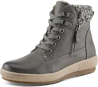 Spring Step Relife Karlene Waterproof Ankle Boots for Women | Shoes for Women with Sweater Top, Decorative Zipper and Cozy Sherpa Lining