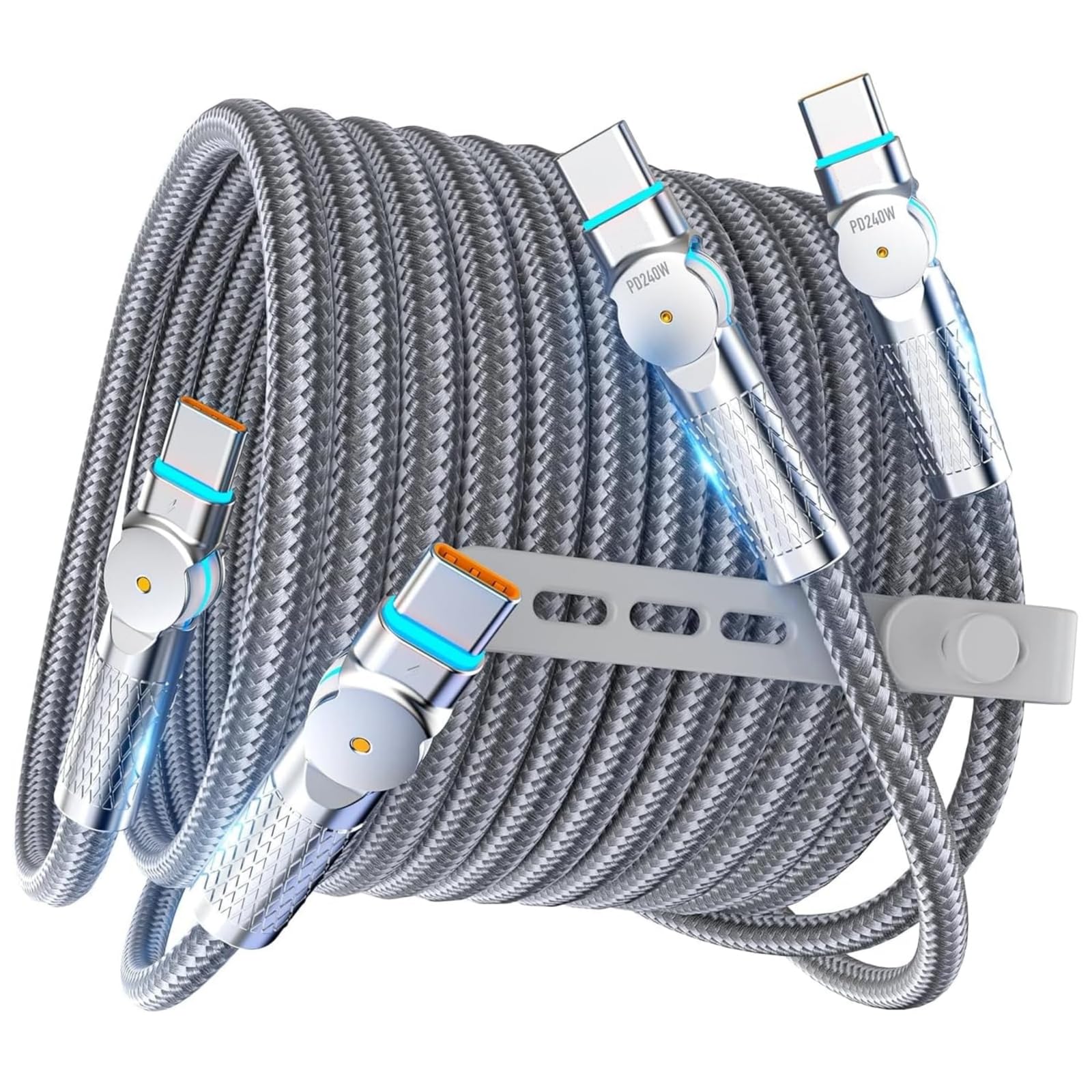 2Pack 240W USB-C to USB-C Cable 10ft/3m, Braided Fast Charging & Data Sync Cable