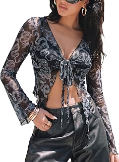 Avidlove Y2K Womens Knit Tie Front Crop Top Sexy V Neck Cardigan S-2XL
