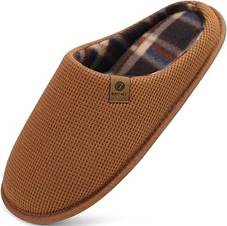 ONCAI Men's Winter Slippers Home Slippers with Memory Foam Warm Faux Fur Cotton Cozy Shoes Non-Slip Sole EU Size 40-49