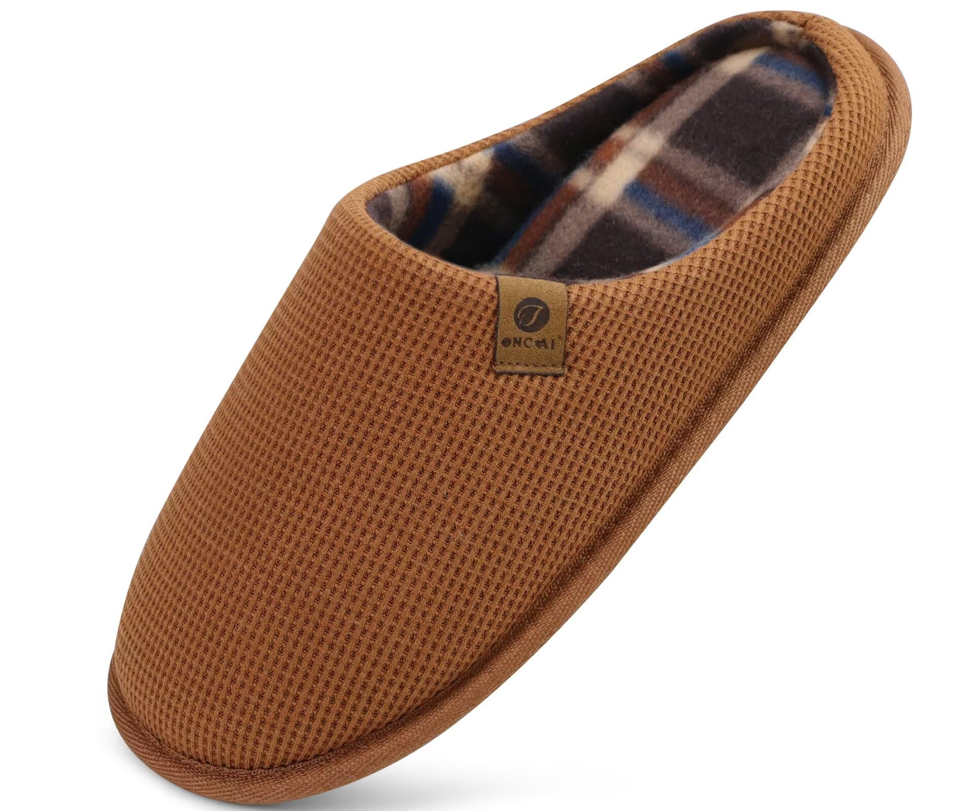 ONCAI Men's Winter Slippers Home Slippers with Memory Foam Warm Faux Fur Cotton 