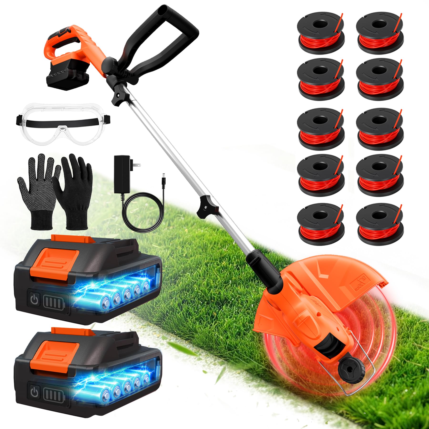Weed Wacker Eater Battery Powered Cordless Ergonomic Small Yards & Seniors | 21V