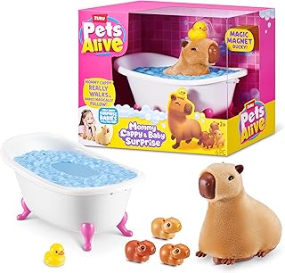 Pets Alive Mommy Capybara and Baby Surprise by ZURU | Surprise babies to reveal; babies magically follow mommy; interactive robotic pet; unbox & collect; gift for kids