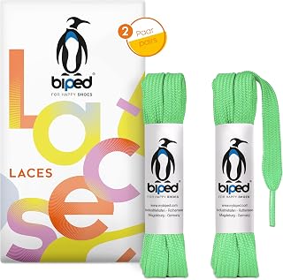 biped LACES 2 Pairs Flat Polyester Shoelaces 10mm Wide - Laces for Trainers and Sports Shoes - Tear Resistant and Washable z2913