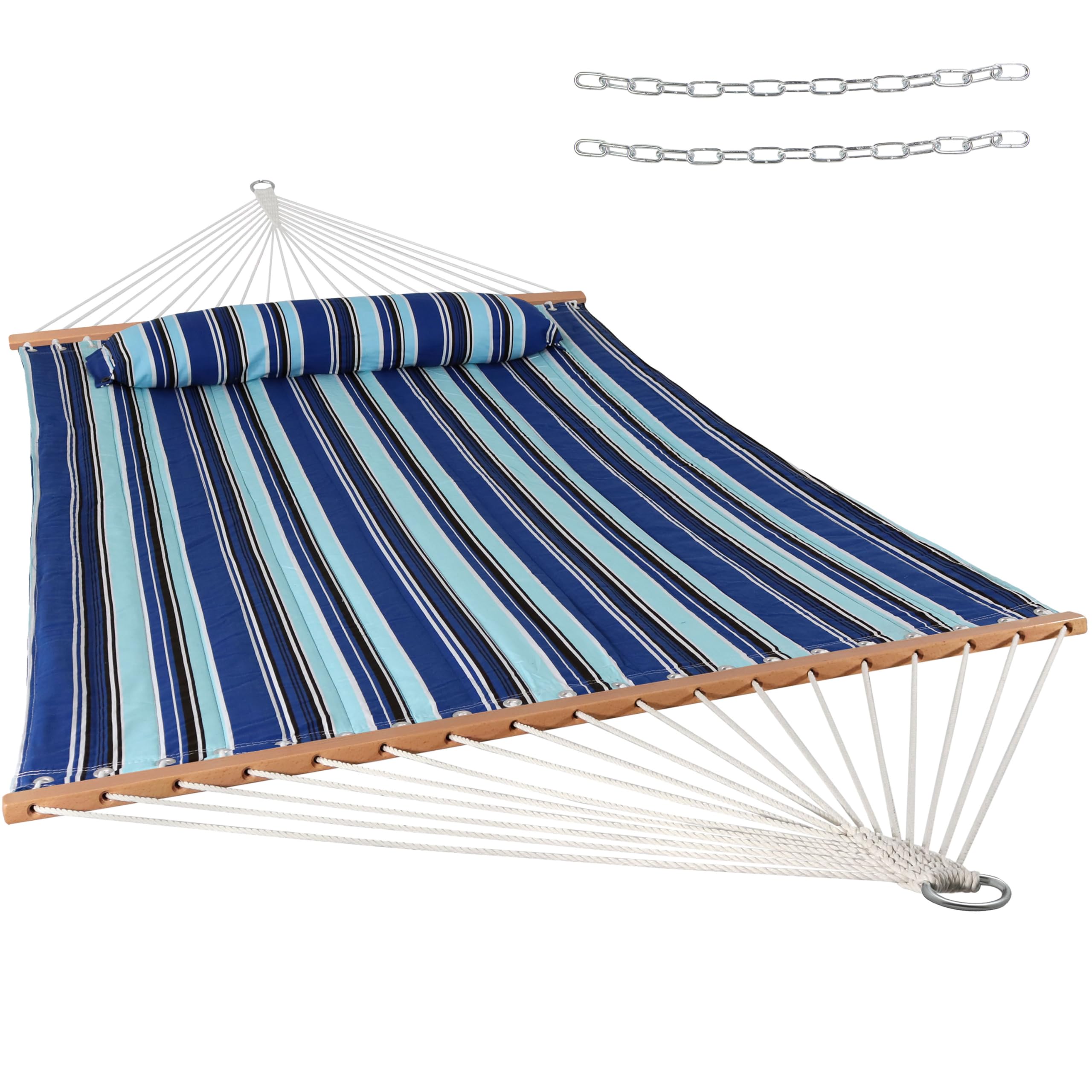 Sunnydaze Quilted Double Hammock for Outside with Pillow, Catalina Beach | 450 l