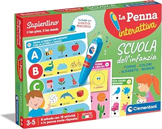 Clementoni Sapientino – Children's School, Interactive Educational Game for Children 3-5 Years, Learn Shapes, Colours, Alphabet and Numbers, for Cognitive Development, Made in Italy, Italian Language, 16748