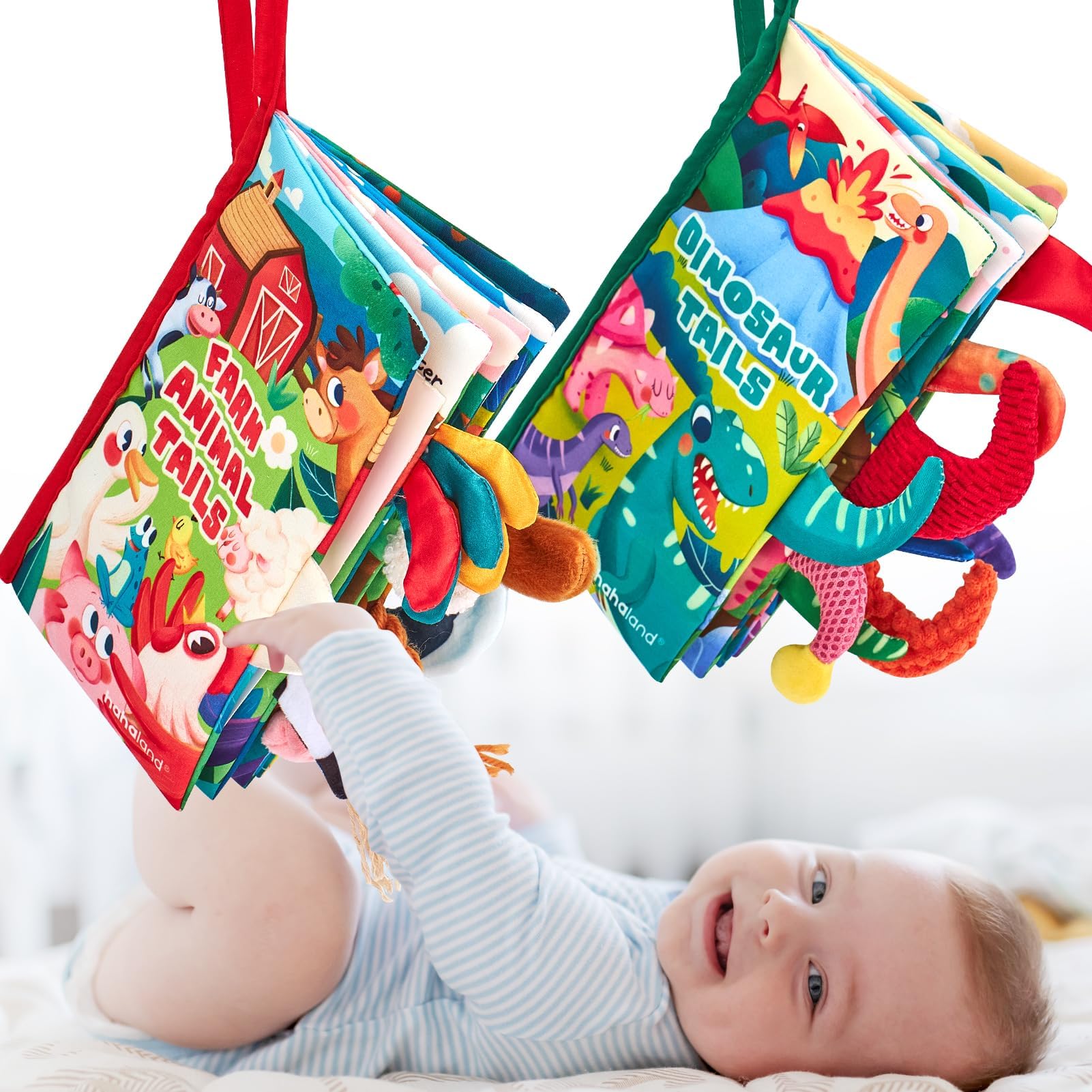 hahaland Baby Books 0-6 Months 2PCS Baby Toys Touch & Feel Tummy Time Books