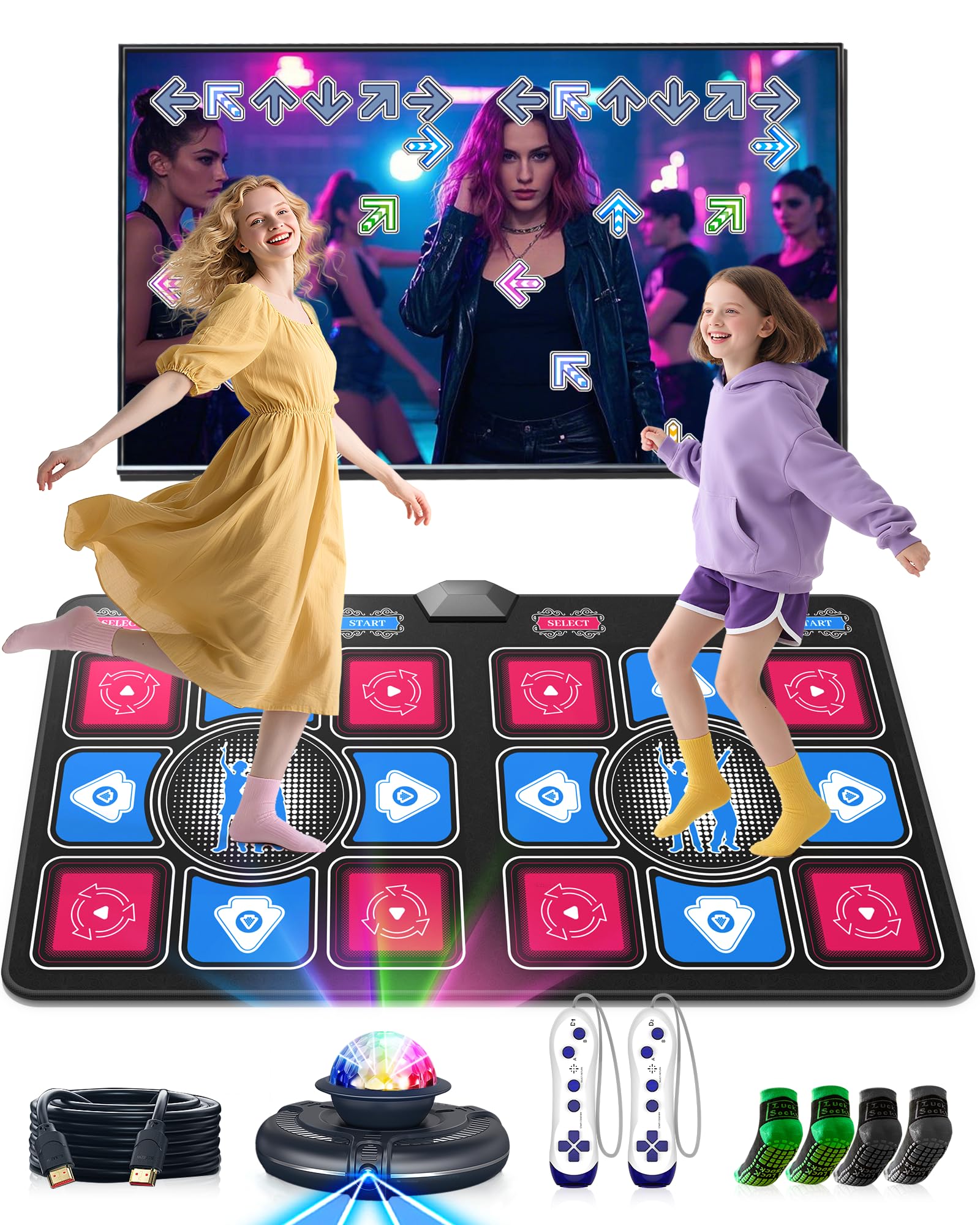 Electronic Dance Mat for Kids & Adults: 2 Player Interactive TV Video Game | Dan