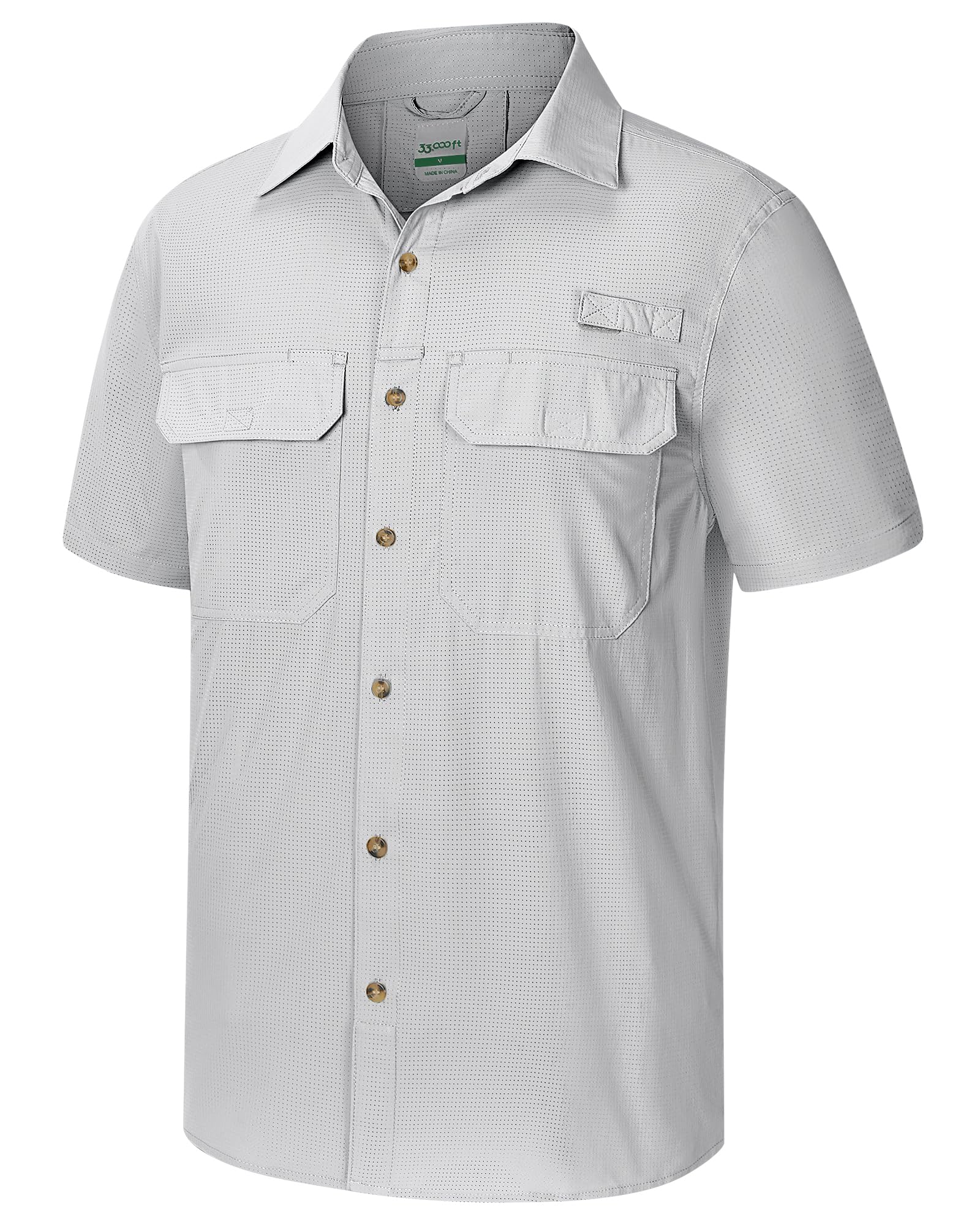 33,000ft Men's Short Sleeve Shirt UV Protection UPF50+ Quick Dry Casual Hiking F