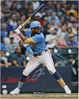 Jackson Chourio Milwaukee Brewers Autographed 16" x 20" Hitting Photograph - Autographed MLB Photos