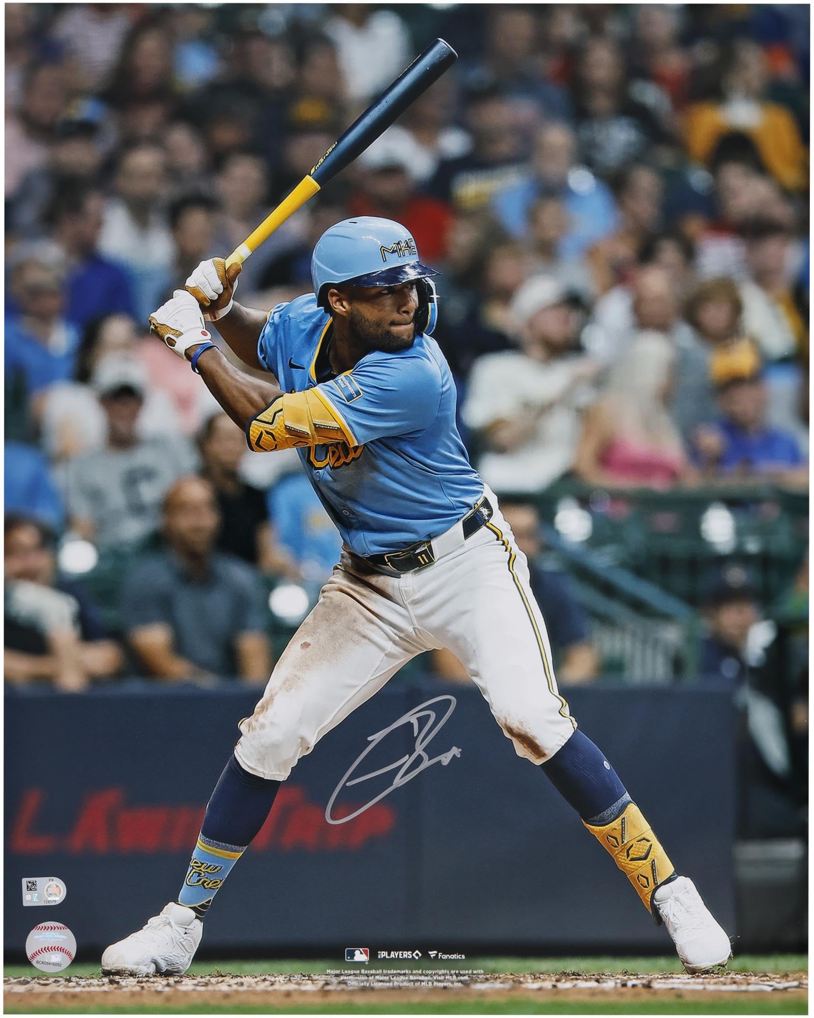 Jackson Chourio Milwaukee Brewers Autographed 16" x 20" Hitting Photograph - Aut
