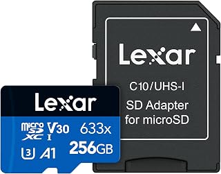 Lexar High-Performance 633x Micro SD Card 256GB, microSDXC UHS-I Card, Up to 100MB/s Reading, TF Card for Smartphone, Tablet and Action Camera (LSDMI256BBEU633A)