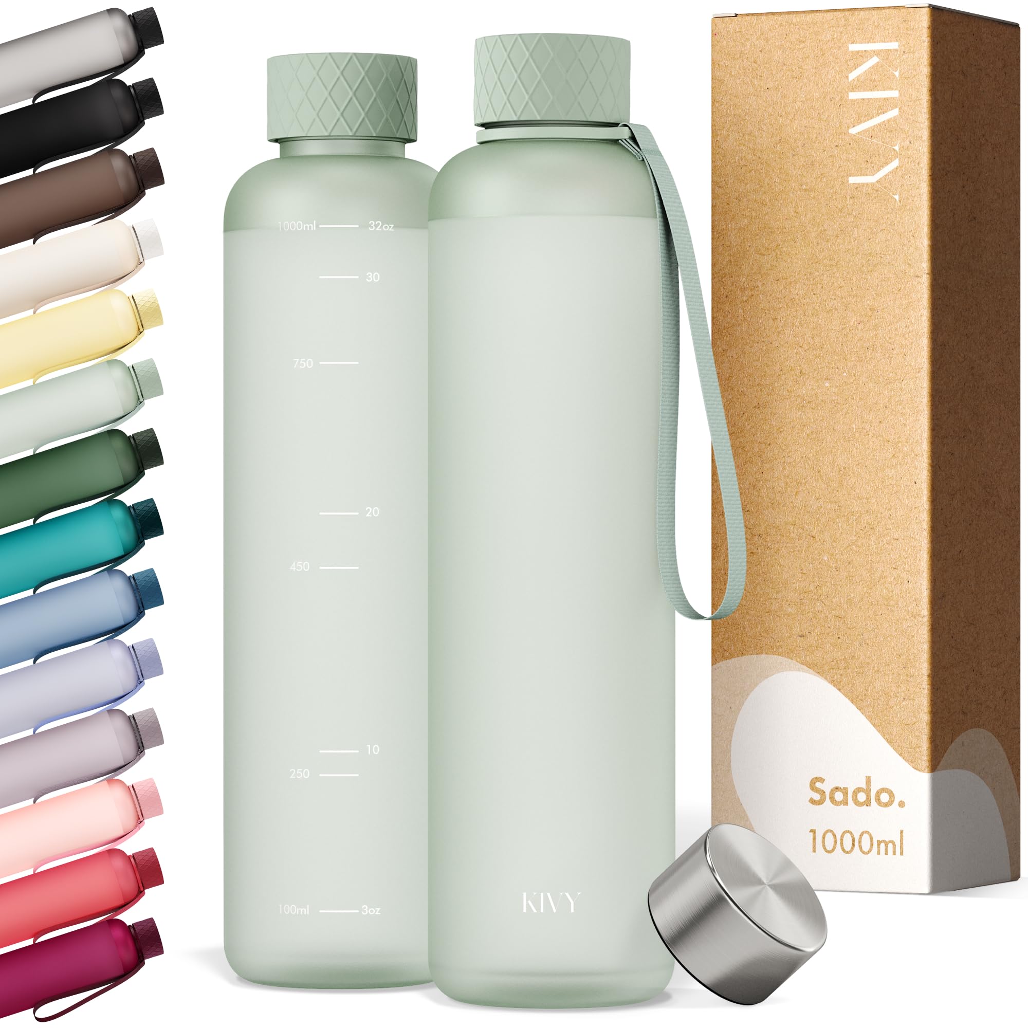 KIVY Tritan Drinking Bottle, 1 Litre, Suitable for Carbonated Drinks and Leak-Pr