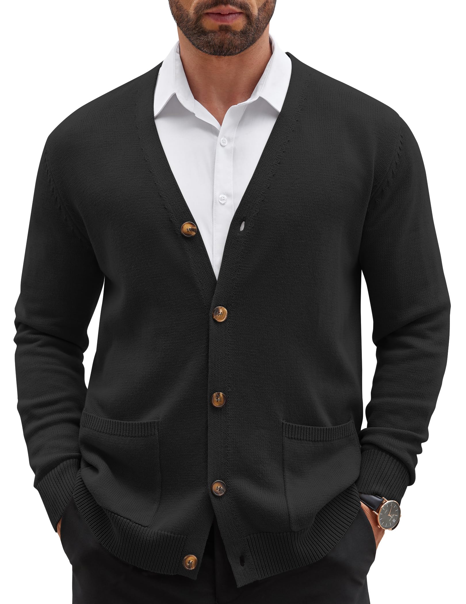 COOFANDY Men's V Knit Cardigan
