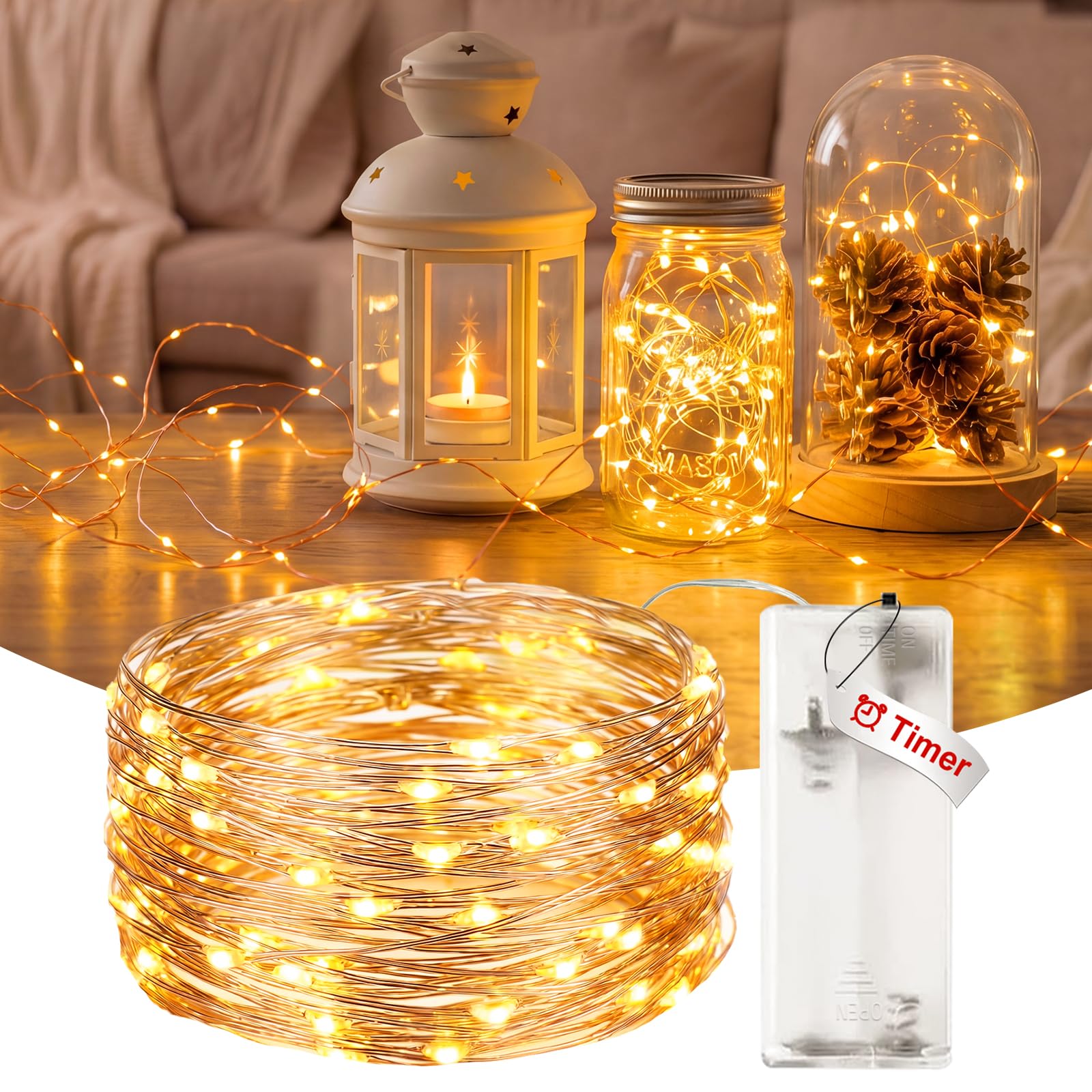 litogo Fairy Lights Battery Operated with Timer, 3M 30 LED Indoor Lights | Coppe