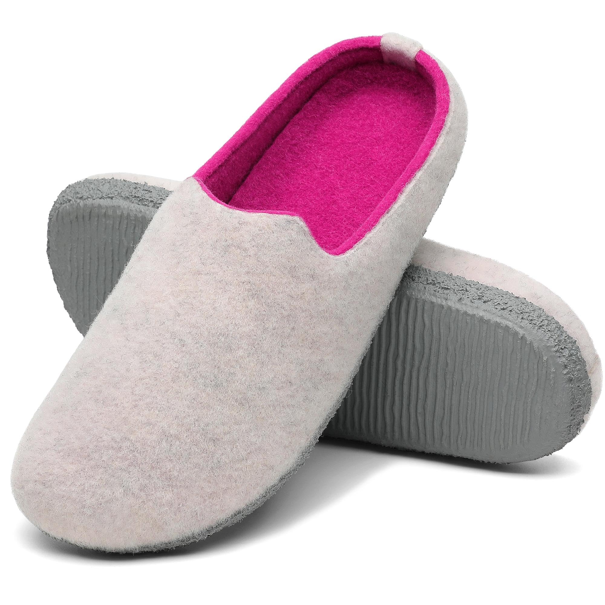 Mishansha Slippers Felt Comfort Slippers for Women Men Size 36-47
