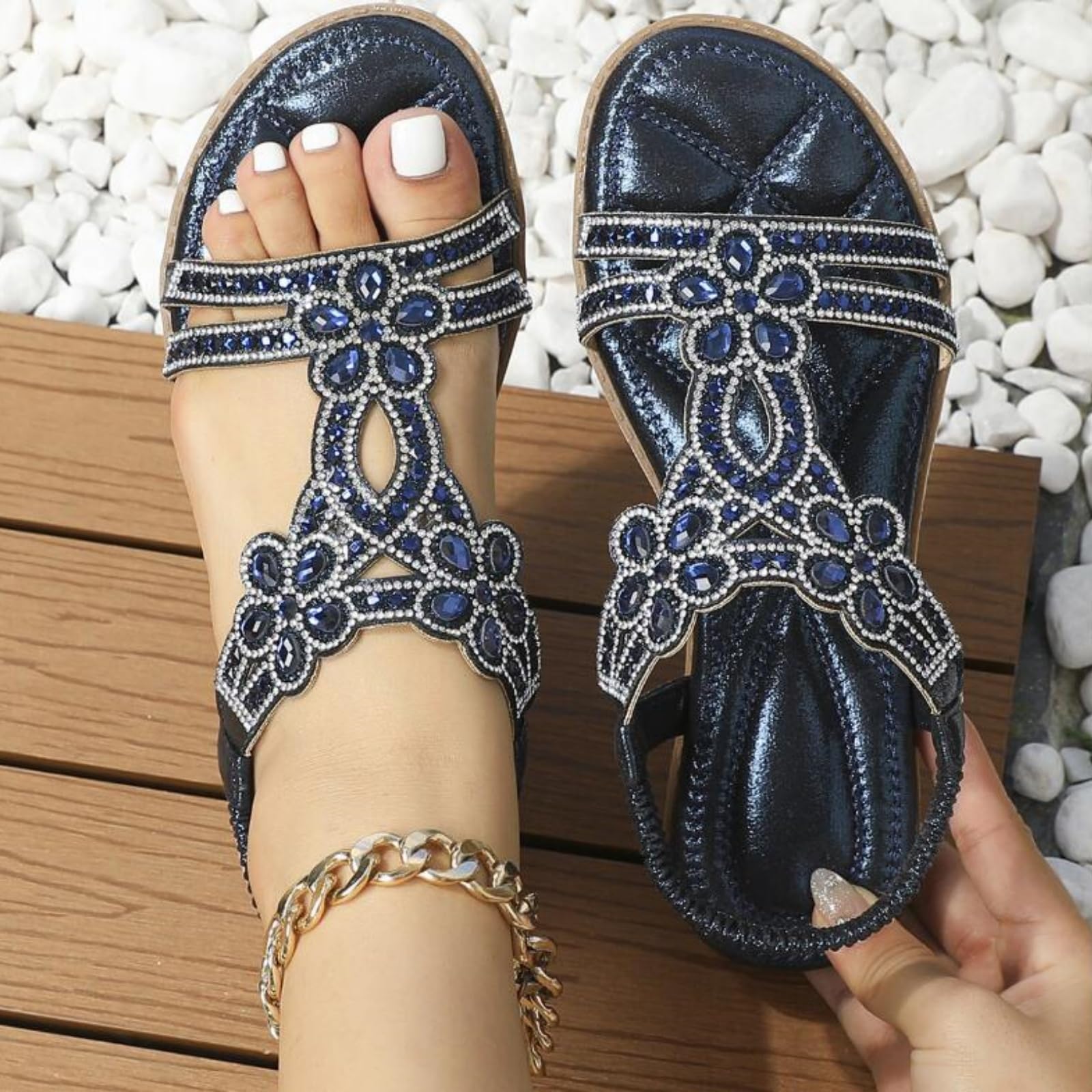 Women's Summer Casual Sandals - Flat Heel Lightweight Comfortable Outdoor Shoes 