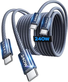 LISEN 240W USB C to USB C Cable (6.6ft 2Pack) Type C Cable Fast Charge