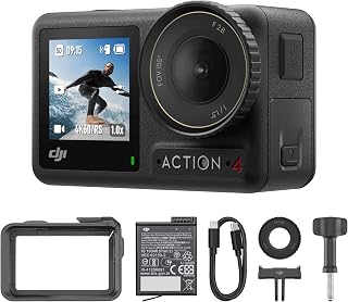 DJI Osmo Action 4 Essential Combo, 4K/120fps Action Camera | 1/1.3-Inch Sensor, Stunning Low-Light Imaging, 10-bit & D-Log M Color Performance, a Long-Lasting 1770 mAh Battery