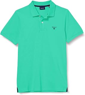 GANT Solid Pique SS Rugger Men's Polo Shirt, Blue (Blau), S-4XL