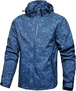 Men's Lightweight Waterproof Rain Jacket,Shell Hooded Outdoor Raincoat Hiking Windbreake jacket
