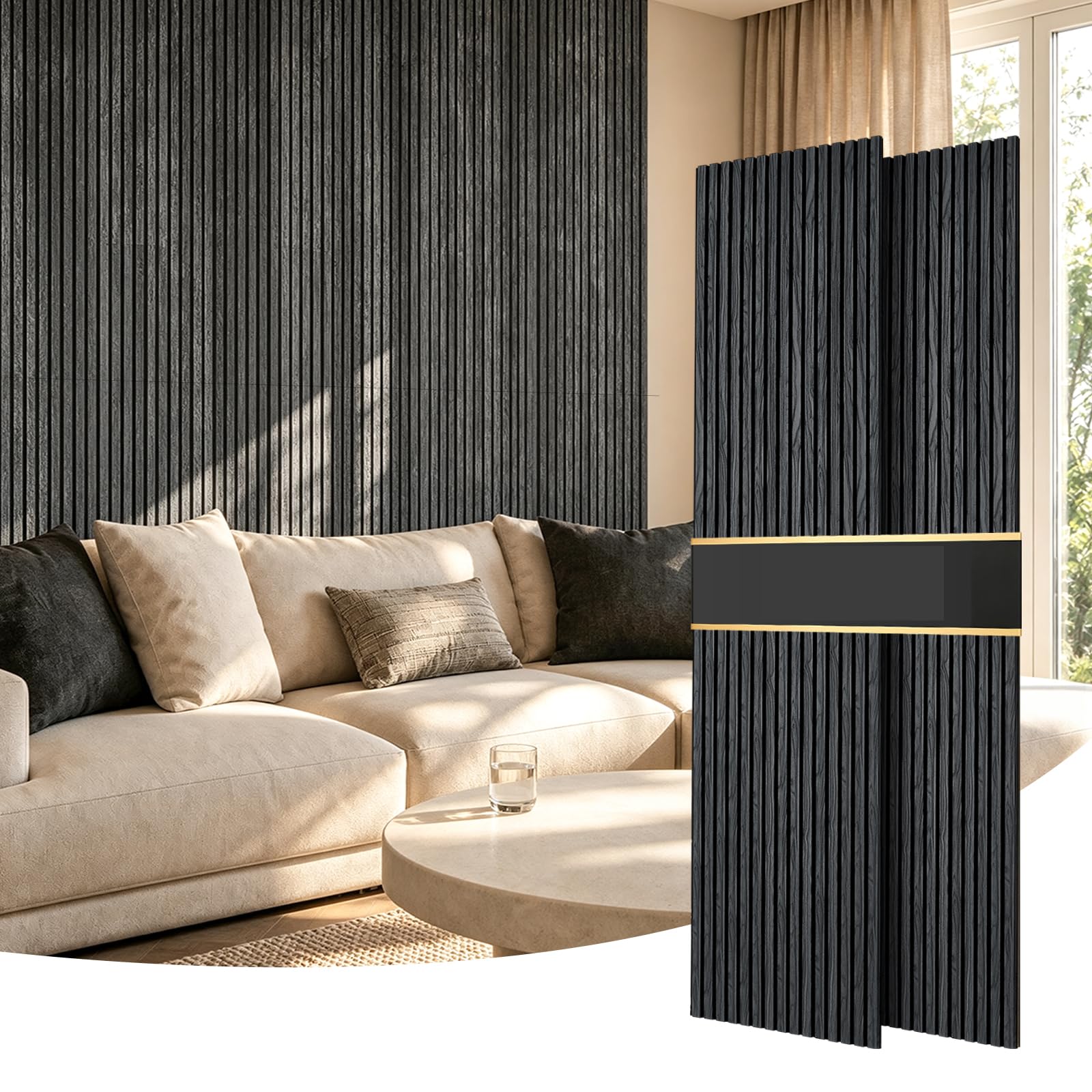 VEVOR Wood Wall Panels, 94.5 x 23.6 inches, Acoustic Slat Panels, Black Oak | So
