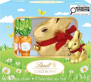 Lindt GOLD BUNNY Milk Chocolate Easter Bunny and Carrots Gift Box, Gifts for Kids, Easter Chocolate, 154 Grams