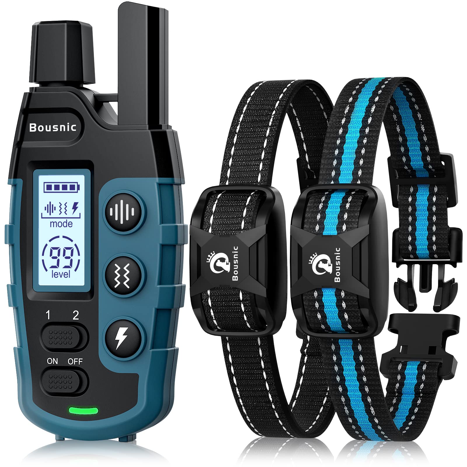 Bousnic Dog Shock Collar 2 Dogs (5-120Lbs) - 3300 ft Waterproof Training Collar 