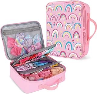 Bow Organizer for Girls, Bows Holder for Girls Hair, Bow Case Organizer | for Toddler Baby Girl Hair Accessories for Claw Clip (Rainbow)