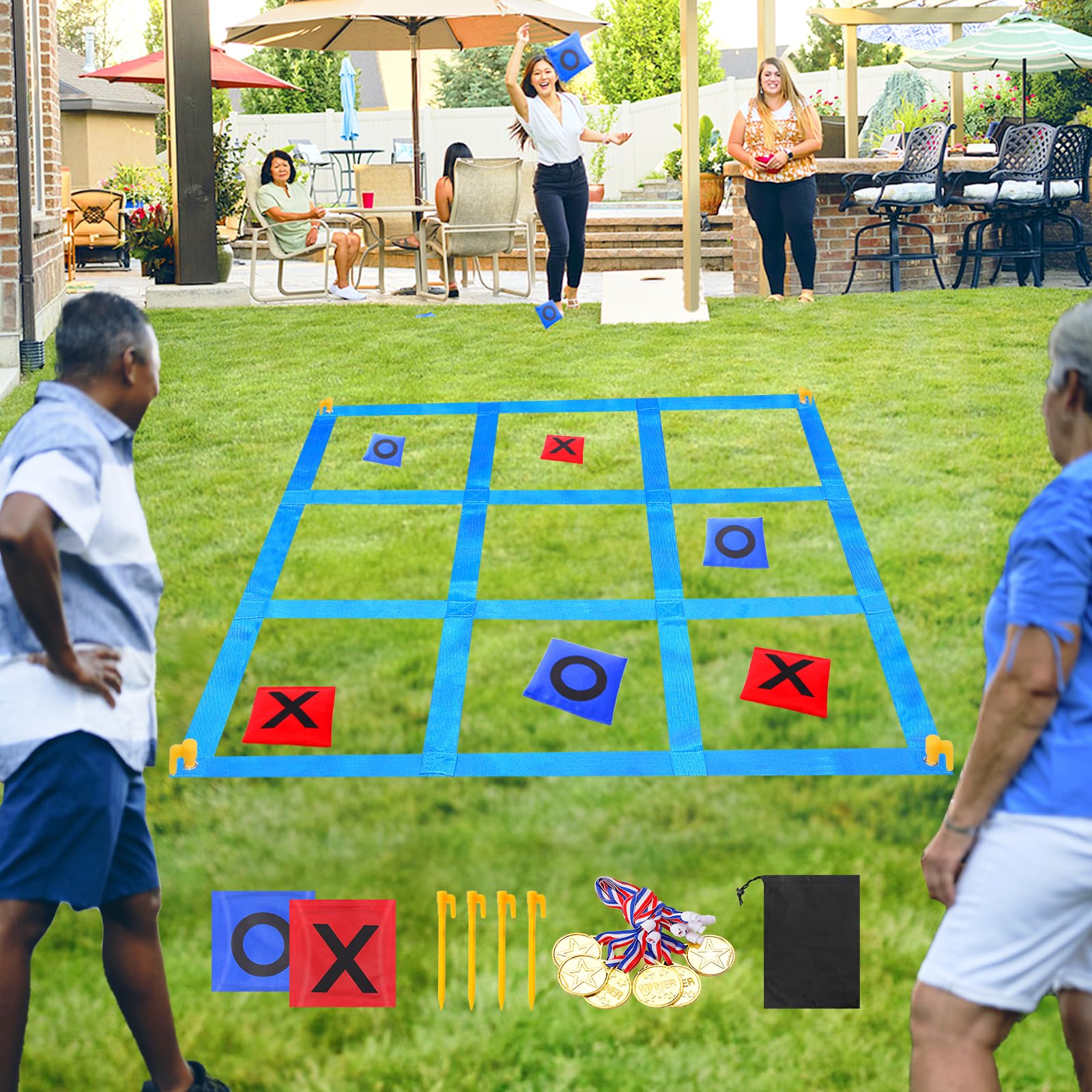CWLAKON Outdoor Giant Tic Tac Toe Bean Bag Toss Games for Kids Adults Family, Ou
