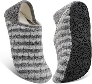 Fires Womens Mens Slippers with Rubber Sole Soft-Lightweight House Slipper Socks Around House Shoes Non Slip Indoor/Outdoor