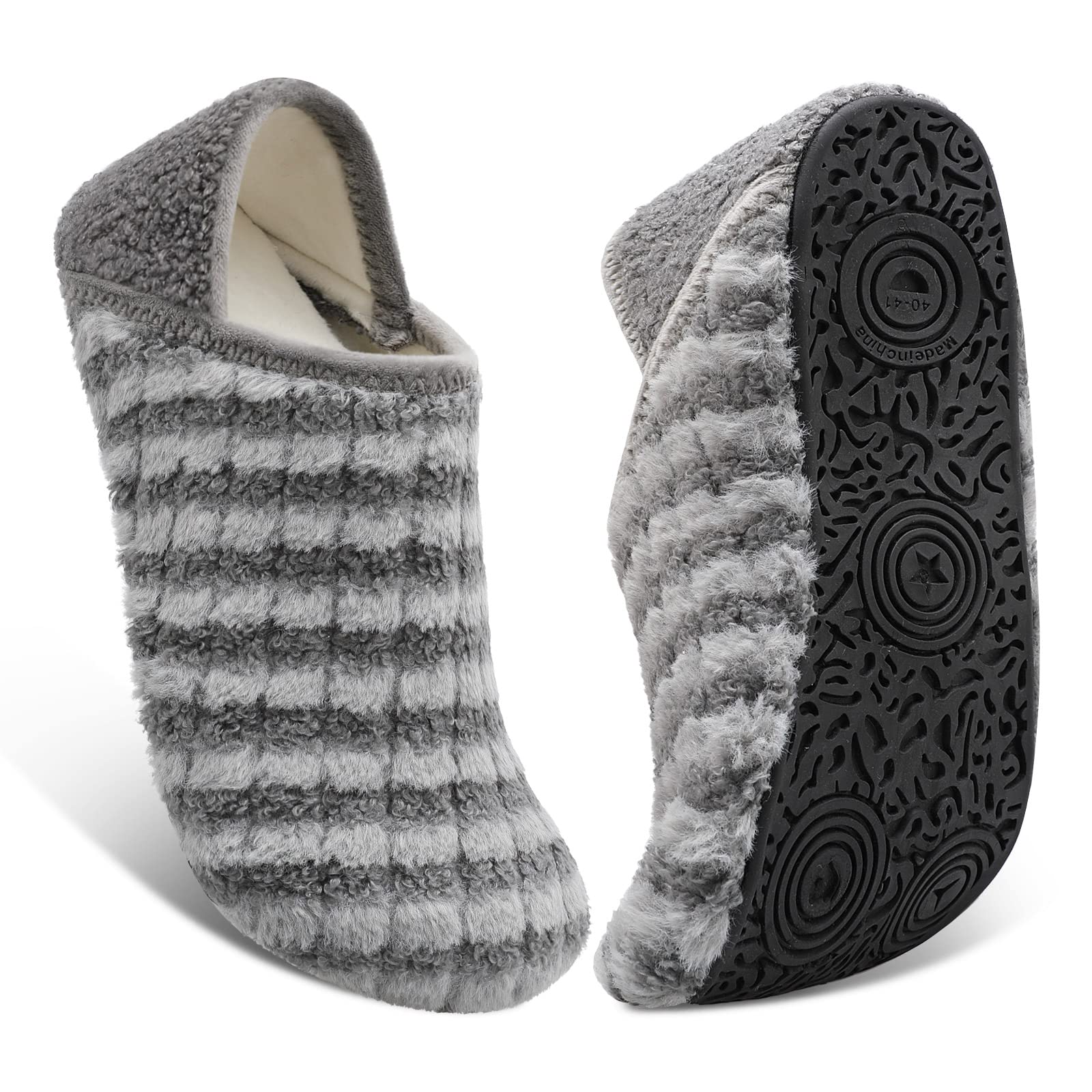 Fires Womens Mens Slippers with Rubber Sole Soft-Lightweight House Slipper Socks