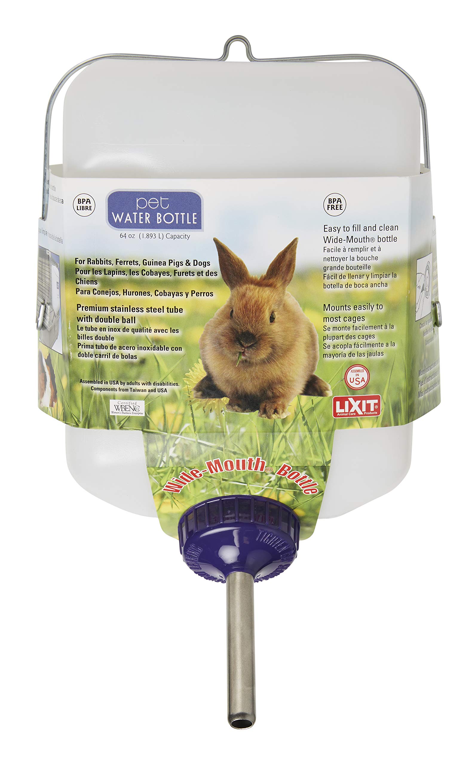 Lixit Corporation SLX0670 All Weather Rabbit Water Bottle, 64-Ounce