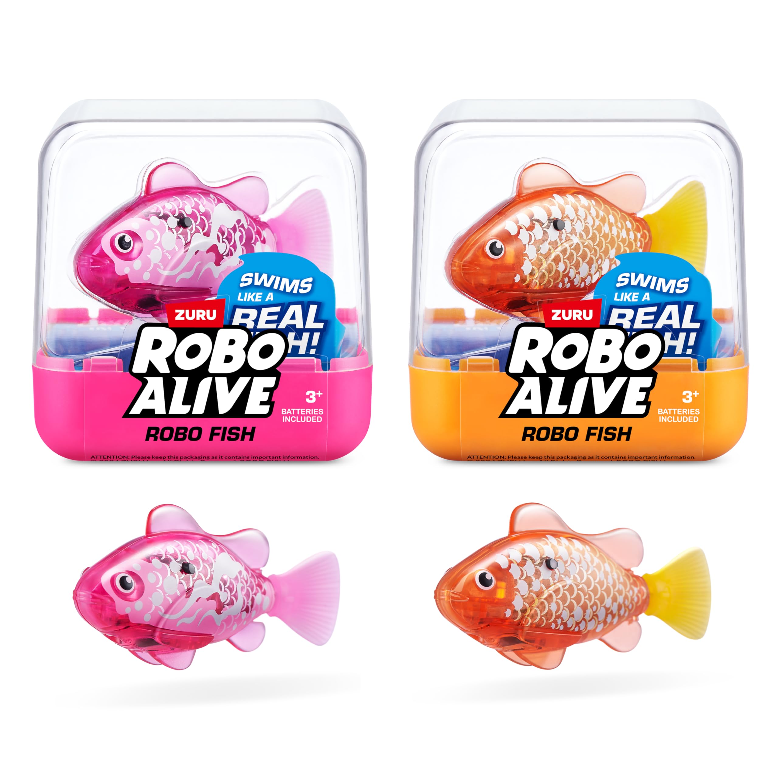 Robo Alive Robo Fish Robotic Swimming Fish (Pink + Golden) by ZURU Water Activat