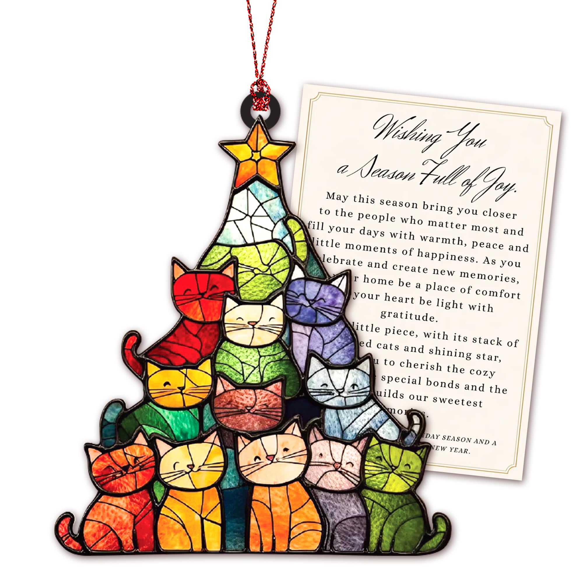 Funny Cat Christmas Ornaments 2026, Cat Lover Gifts for Women, Colorful Cats Orn