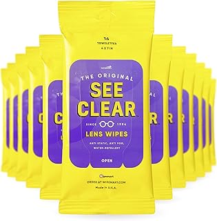 See Clear Original Lens Cleaning Wipes - Pre-Moistened Eyeglass & Screen Cleaning Cloth Towelettes - Streak Free, Scratch Free Lens & Electronic Screen Cleaner - 12 Resealable Packs of 16 (192 Wipes)
